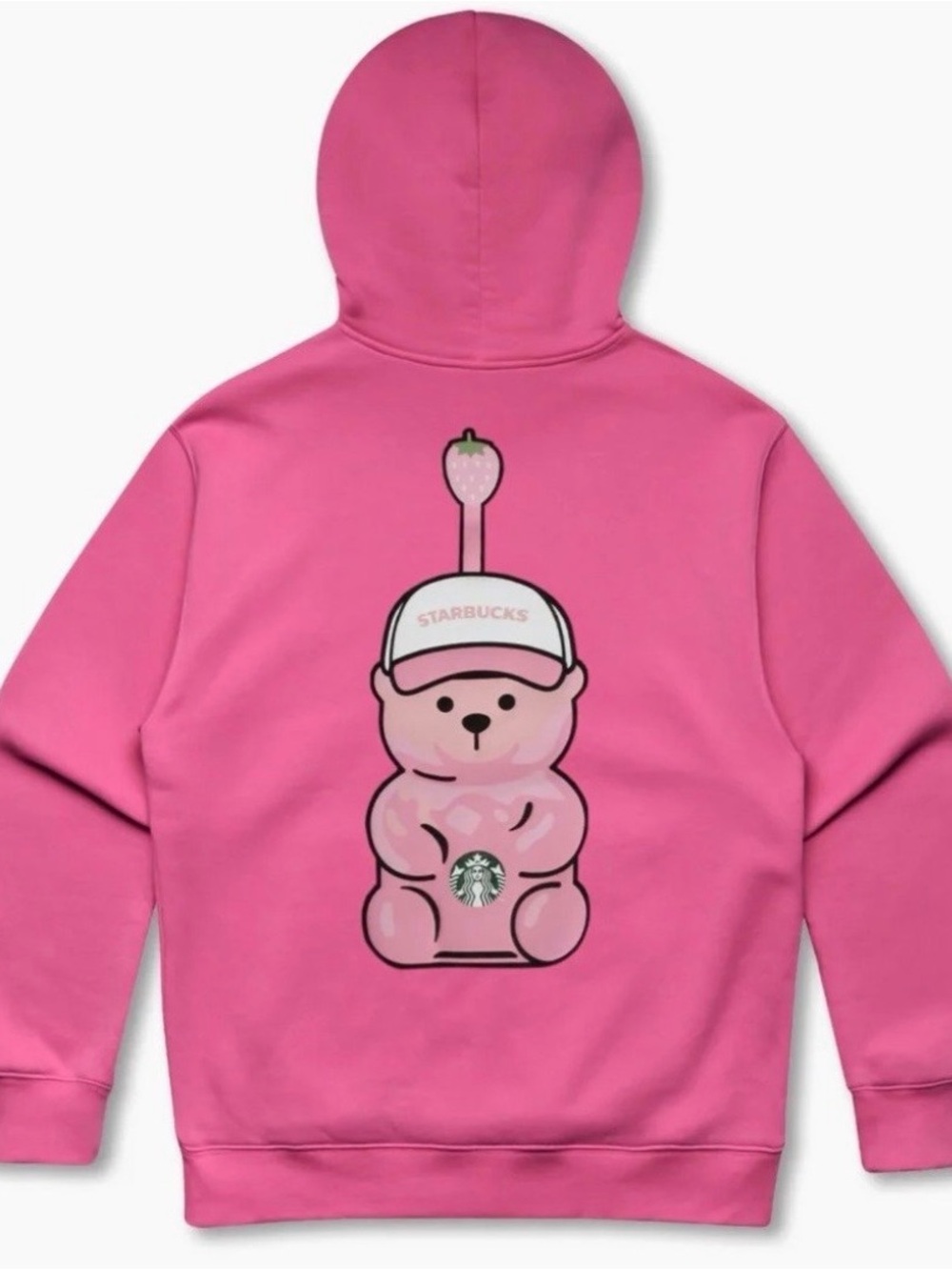 Starbucks Bearista Pink Kids Hoodie with Gummy Bear Graphic.